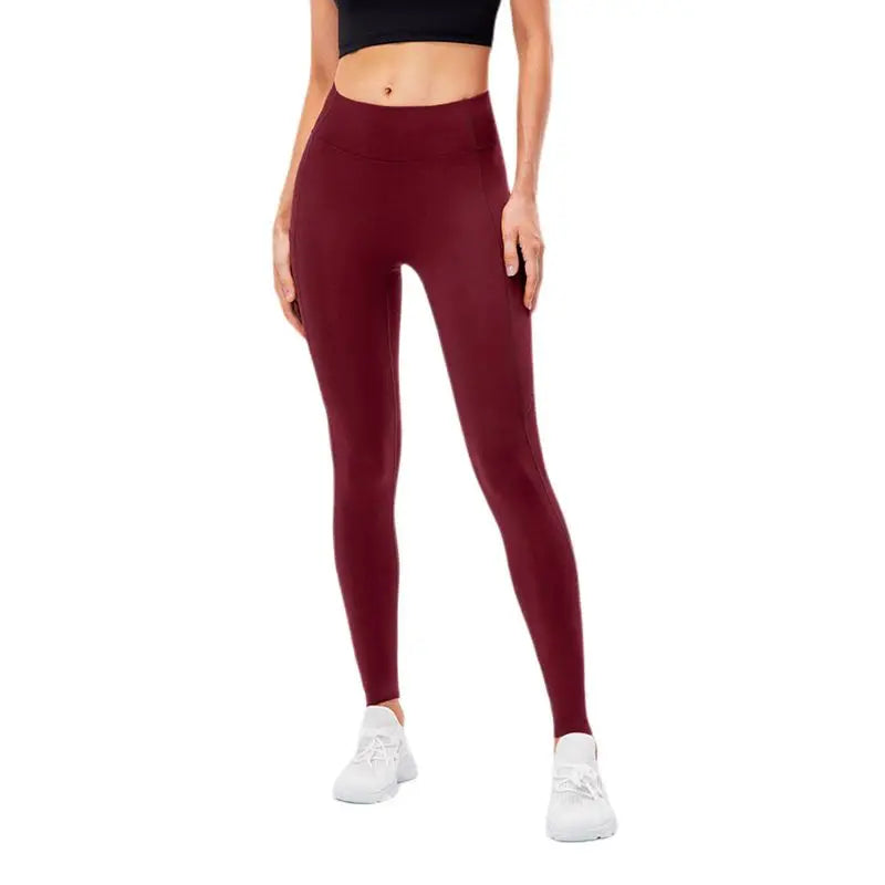 Women Autumn Winter High Waist Warm Sport Trousers Tight-Fitting Training Yoga Fitness Pants With Pocket