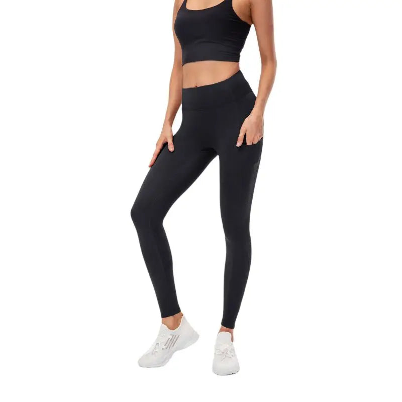 Women Autumn Winter High Waist Warm Sport Trousers Tight-Fitting Training Yoga Fitness Pants With Pocket