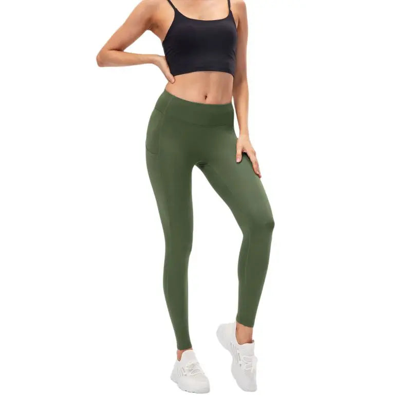 Women Autumn Winter High Waist Warm Sport Trousers Tight-Fitting Training Yoga Fitness Pants With Pocket