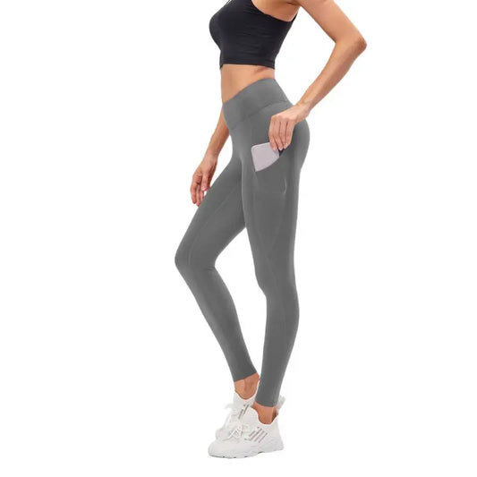 Women Autumn Winter High Waist Warm Sport Trousers Tight-Fitting Training Yoga Fitness Pants With Pocket