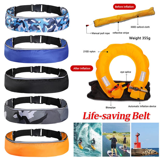 Inflatable Drifting Safety Life Belt Wear-resistant 100N Buoyancy Survival Suit Safe Adjustable Webbing for Swimming Sea Fishing