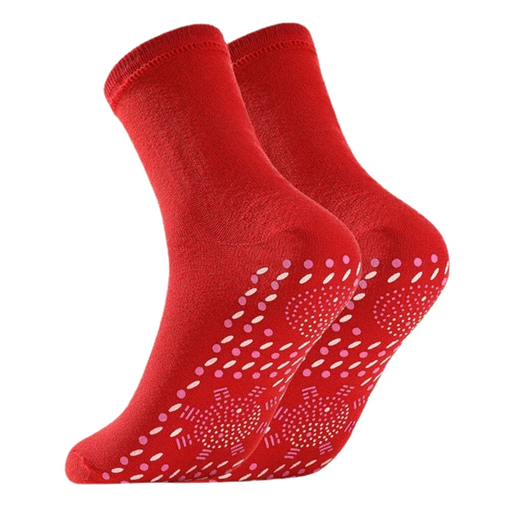1pair Unisex Winter Warm Self-Heating Health Socks Pain Relief Outdoor Anti-Cold Therapy Magnetic Thermal Stockings Men/Women