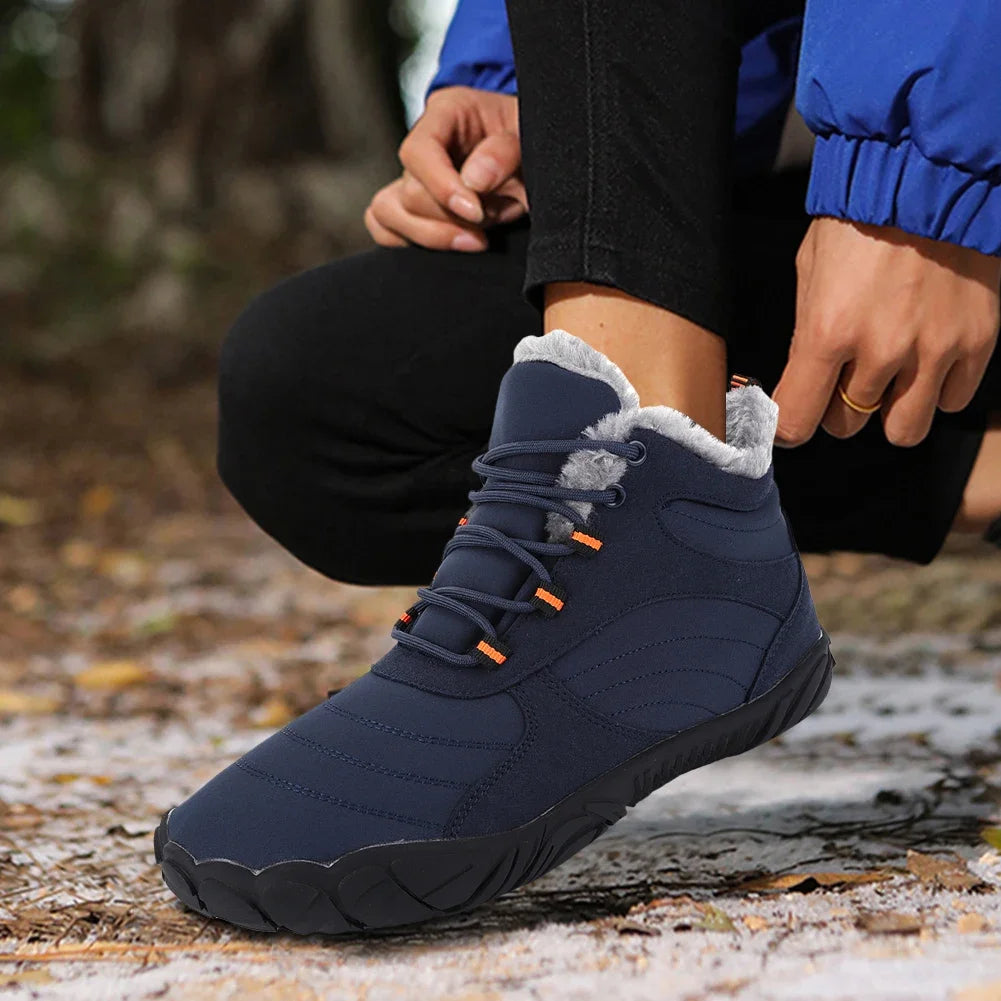 Womens Mens Waterproof Winter Barefoot Shoes Snow Boots Cotton Warm Fur Lined Unisex Walking Hiking Outdoor Hiking Walking Shoes