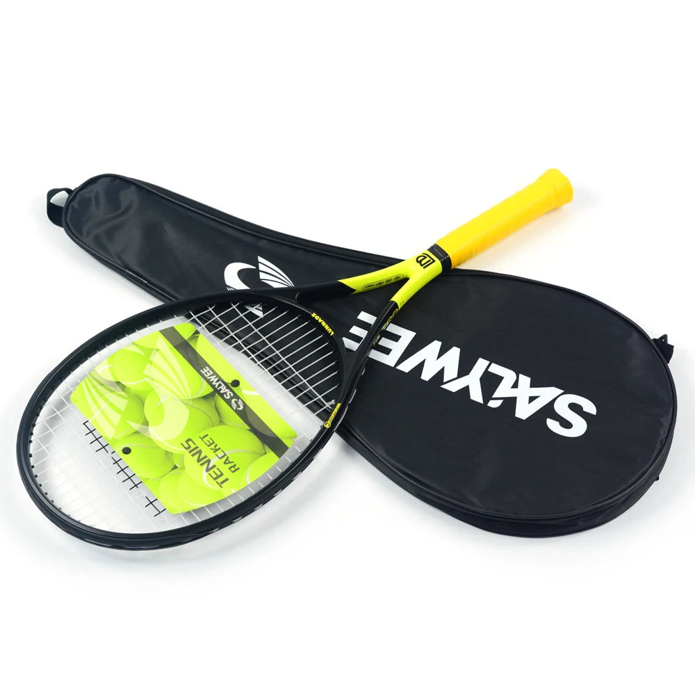 SALYWEE Gemini Composite Carbon Tennis Racket | Already Threaded 300±10g Ultra-Light for Beginners | Pro Unisex Training Racket