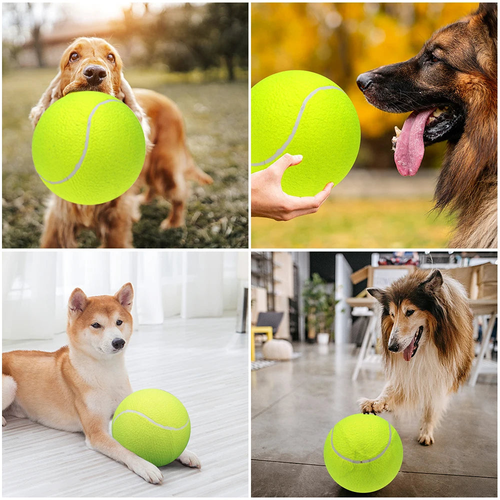 9.5'' Oversize  Inflatable Tennis Ball Giant Tennis Ballswith Pump Dog Toy Balls for Pets Dogs Cats Fun Signature Children Adult