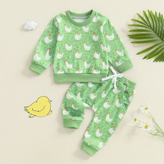 Toddler 2Pcs Autumn Outfits Long Sleeve Forest Fox Print Hoodie Joggers Set Baby Clothing for Boys and Girls