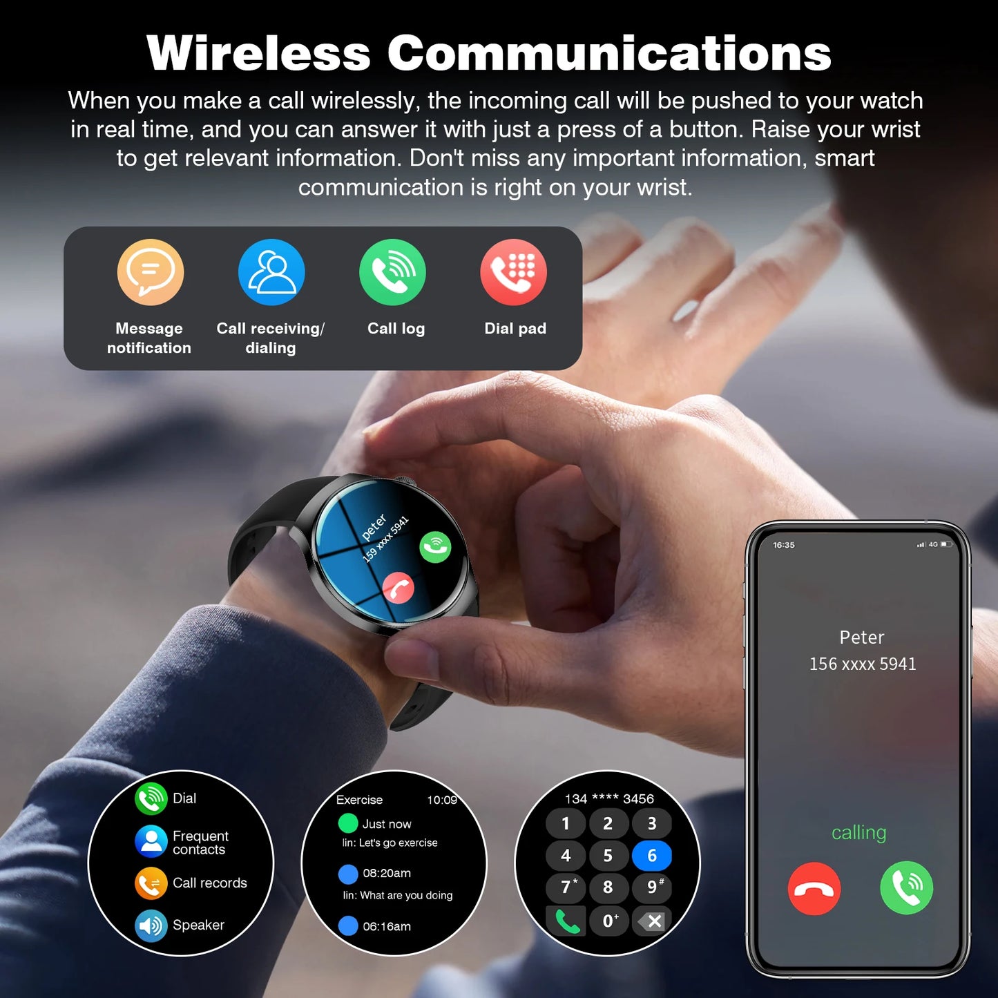 2025 New For Android and ios Smart Watch Men AMOLED Screen GPS Motion trajectory  Bluetooth Calls Smart Watch