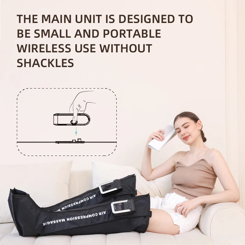 Air Compression Therapy System, Rechargeable Leg Massager, Dynamic Leg Compression Recovery Boots for Fast Recovery and Improved
