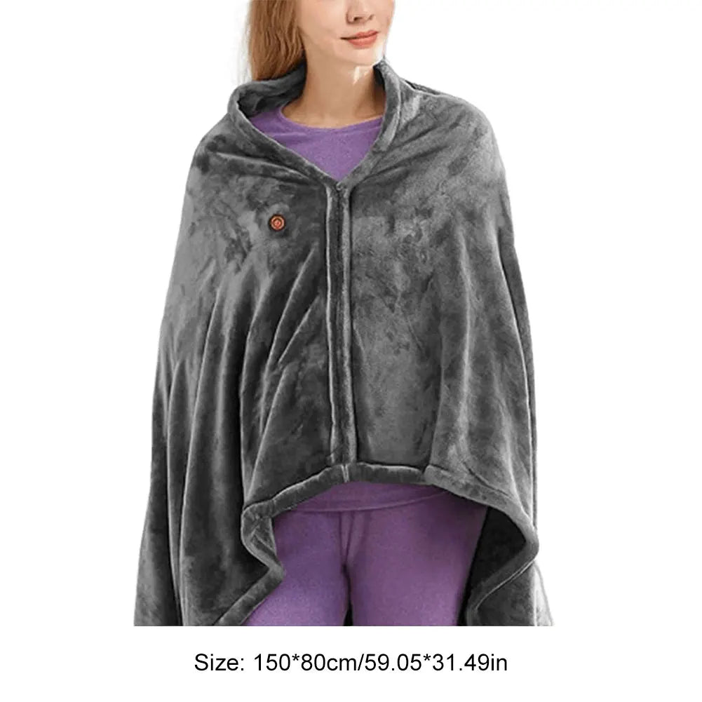 USB Electric Heated Blanket 3 Heating Levels Fleece Heated Blanket Wearable Body Warmer Blanket Quickly Heated Cape Pad