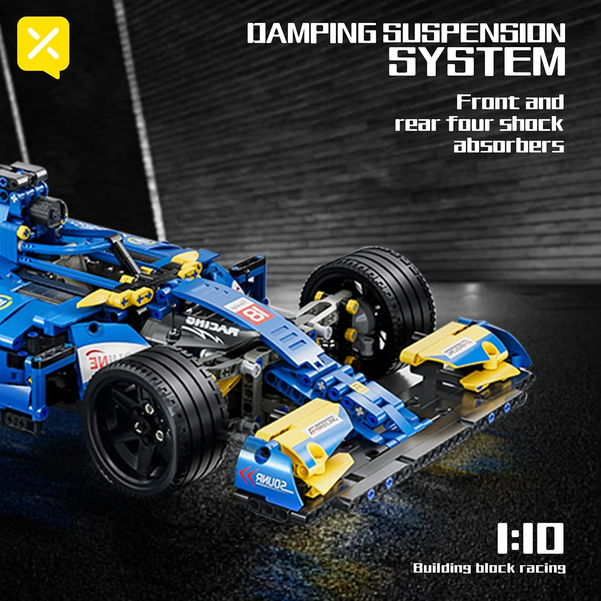 Kbox Blue F1 Formula Racing Car Building Block Model 1:10 Perfect Scale Collectible Block Toy Desktop Decoration