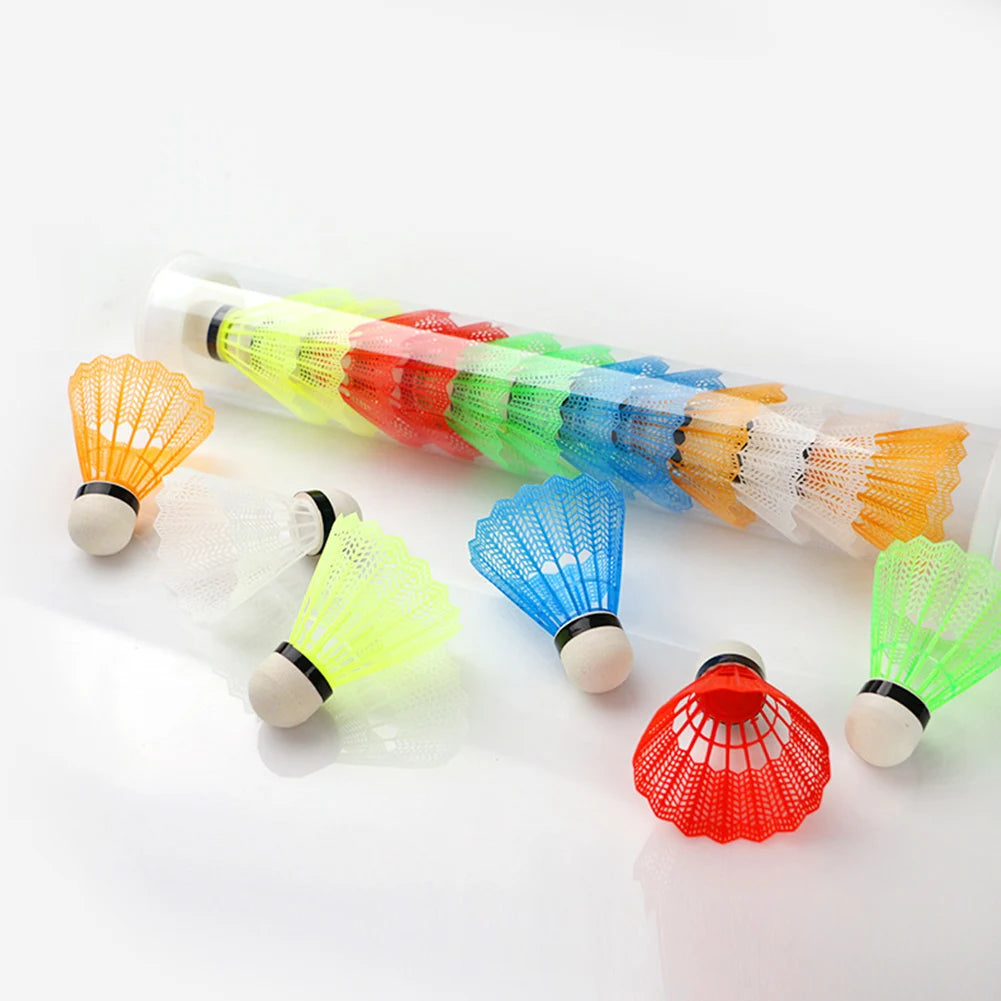 12PCS Plastic Badminton Colorful and White Shuttlecocks Foam Ball Head Plastic for Outdoor Training Family Movement Supplies