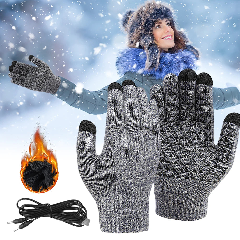 Winter Electric Heated Touch Screen Gloves for Outdoor Activities Skiing Riding Camping and Mountaineering