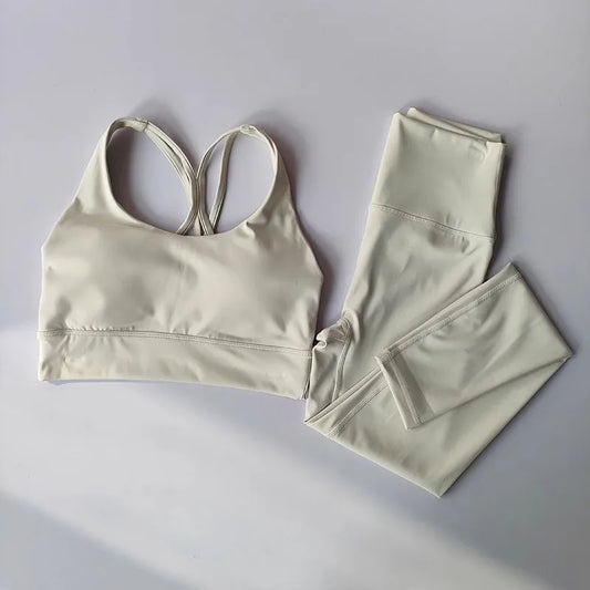 2pcs Women Seamless Yoga Set Sport Suit Gymwear Workout Clothes Gym Crop Top High Waist Legging Fitness Bra Set Sports Suits