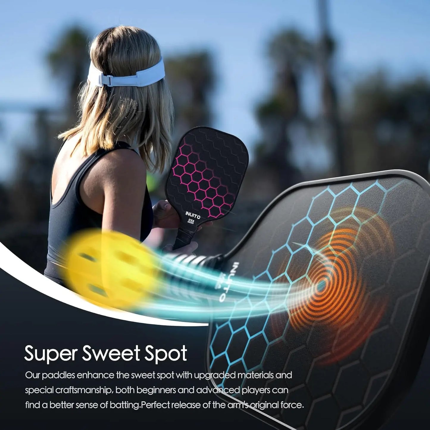 Pickleball Paddles Set of 2 with Bag, 16mm Thick, Large Sweet Spot for Men and Women