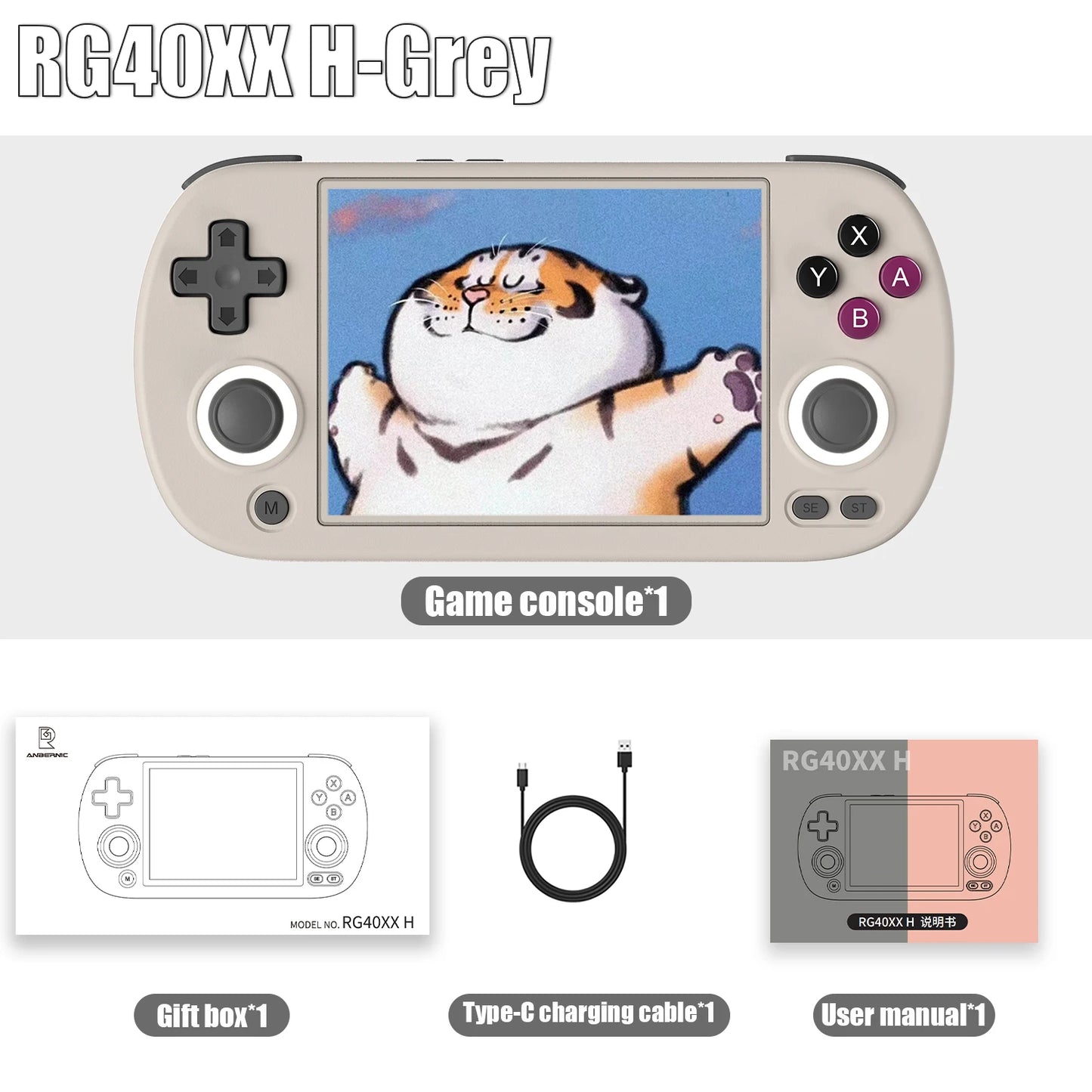 ANBERNIC RG40XX H 64 Bit Linux Retro Handheld Game Console 4.0'' IPS Screen Supports 5G WiFi Bluetooth HD-Support Output RG40XXH