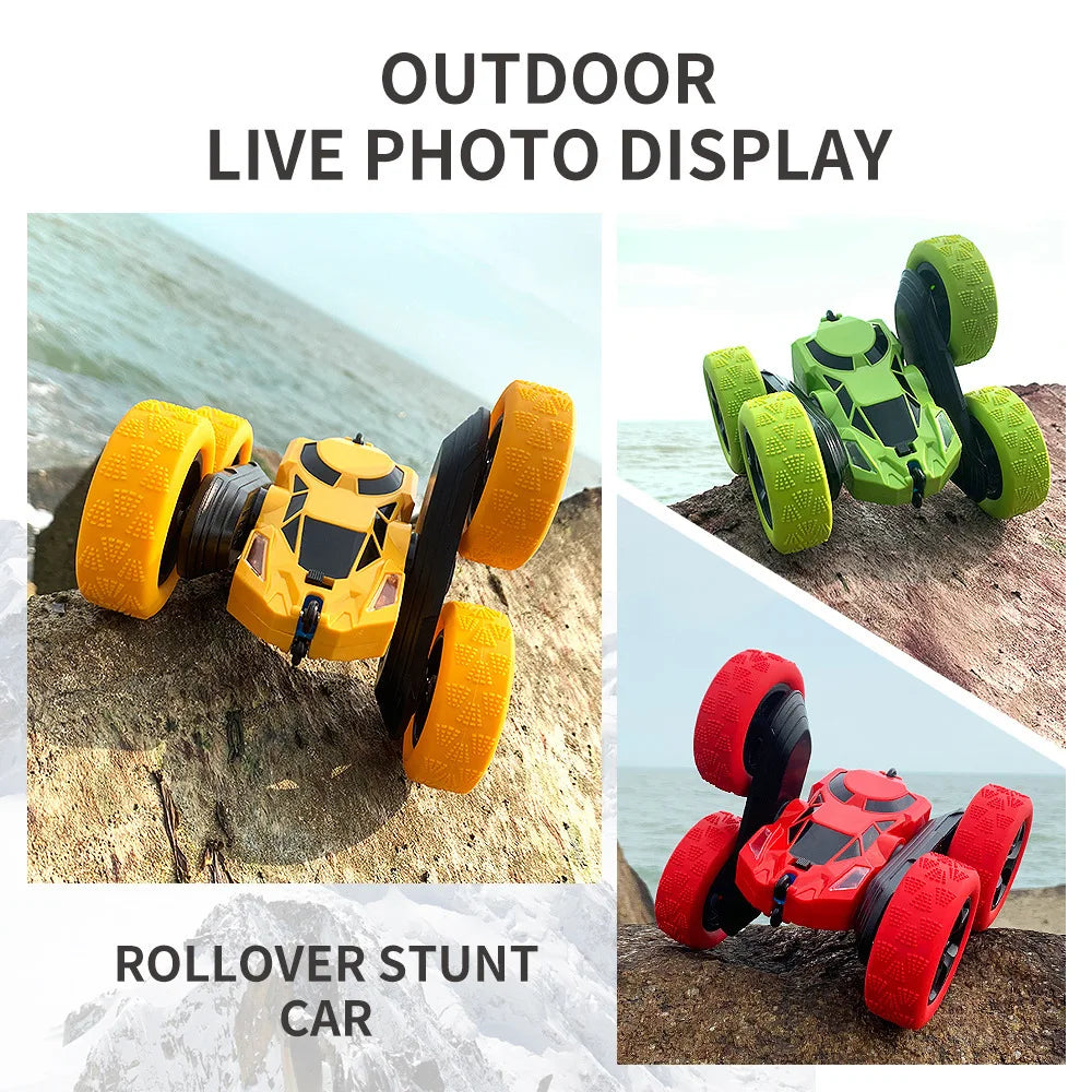 Stunt Car - Remote Controlled Car - Double sided Drive 360 degree Flip Rotating Car - Children's Favorite Toy Gift - Green Car