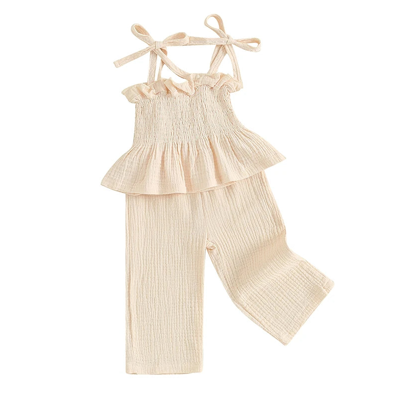 Toddler Girls 2Pcs Outfits Solid Color Sleeveless Camisole and Elastic Pants Set Baby Summer Clothes 6M-3Y