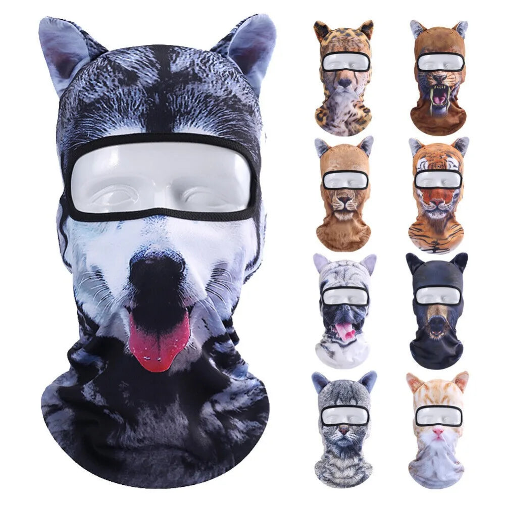 3D Animal Balaclava Bicycle Cycling Ski Hats Party Cat Dog Full Face Mask Funny Neck Gaiter Windproof Soft Animal with Ears Hats