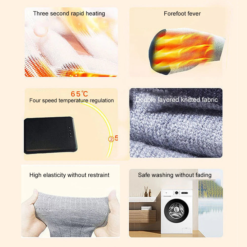 Electric Heated Socks Washable Winter Thermal Socks Outdoor Skiing Foot Warmer for Men and Women