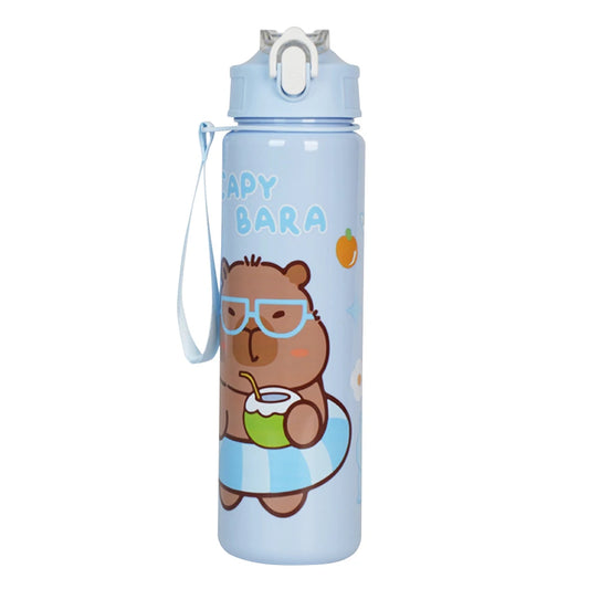 700ml Capybara Cute Water Cup with Straw & Handle Portable Drinking Bottle Large Capacity Kawaii Water Bottle for Fitness Sports