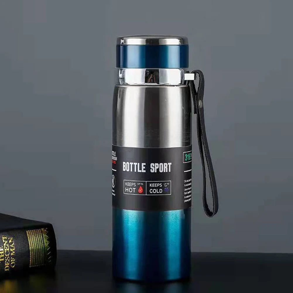 1000ml Insulated Thermal Water Bottle with Handle Double Wall Vacuum Flask for Hot and Cold Drinks Outdoor Sports