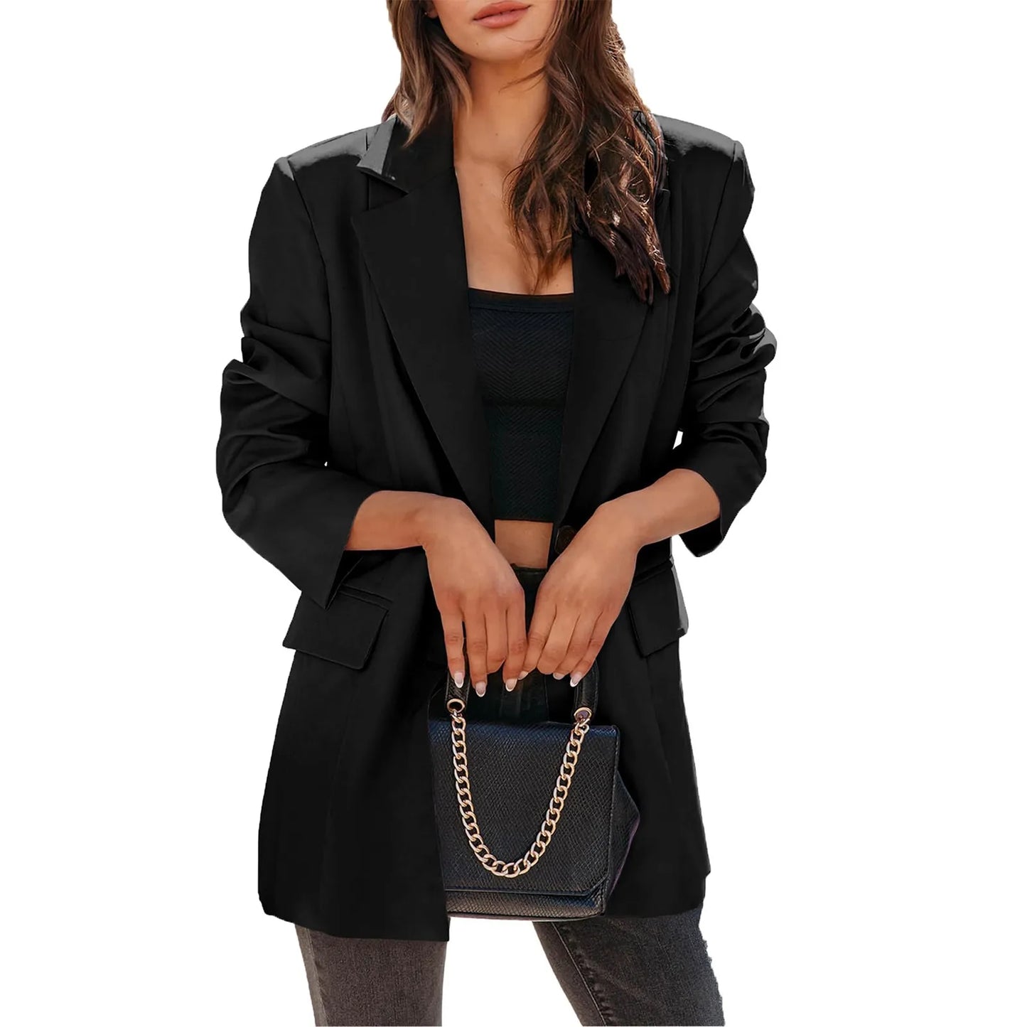 Single Breasted Lapel Solid Color Jackets Women's Jacket Long Sleeved Quilted Coat High Street Autumn Female Versatile Coats