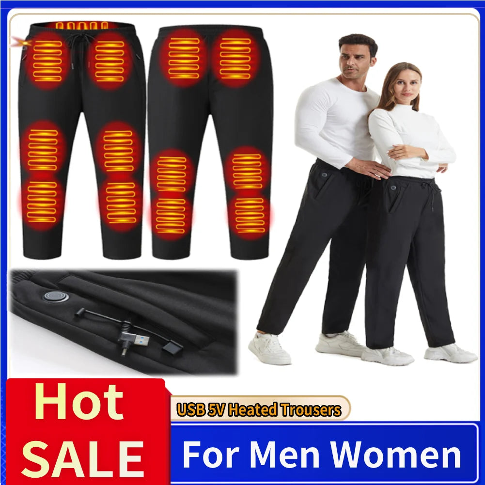 Unisex Heated Pants 12 Heating Zones Electric Thermal Trousers 3 Temperature Modes Waterproof Winter Electric Warmer Clothing