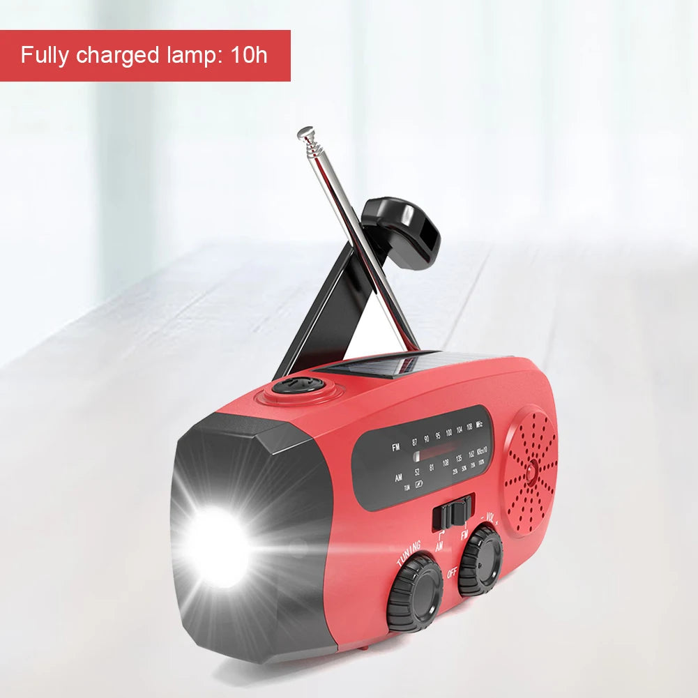 Solar Hand Crank Radio with LED Lights Hand Crank Weather Radio USB Charged & Solar Power Multifunctional for Camping Emergency