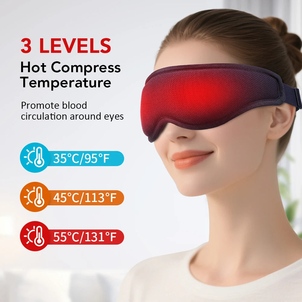 Electric Eye Massager Vibration Heated Eye Mask Relieve Fatigue Warm Compress Eyemask Strain Eyes Office Home Travel Eyeshade