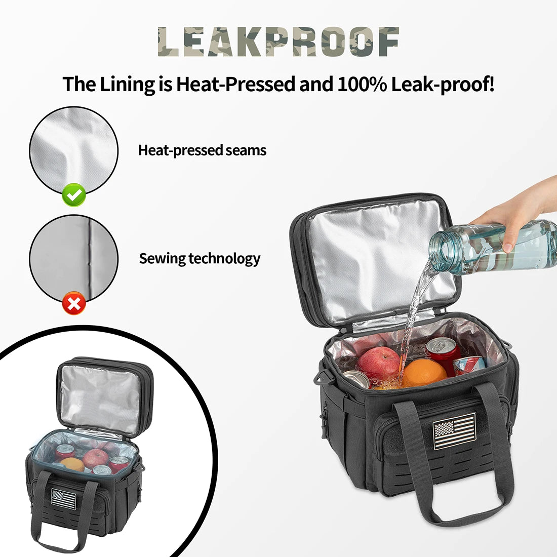 Men's Tactical Lunch Box Expandable 18L Tactical Insulated Cooler Bag,Leak Proof Insulated Lunch Bag For Work Camping Outdoor