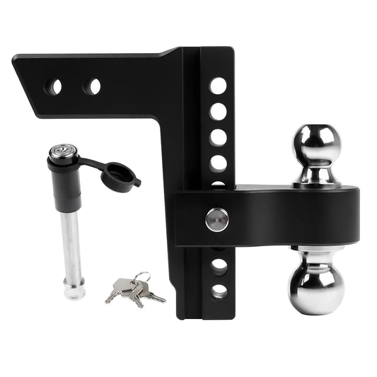 AP03 Black Adjustable Trailer Hitch Fits 2.5" Receiver | 8" Drop/Rise Heavy Duty Aluminum Drop Hitch 18500 LBS GTW Tow Hitch