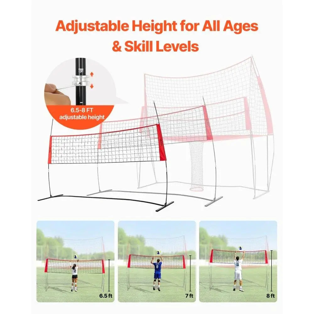 Adjustable Volleyball Training Net System for Indoor and Outdoor Practice Equipment