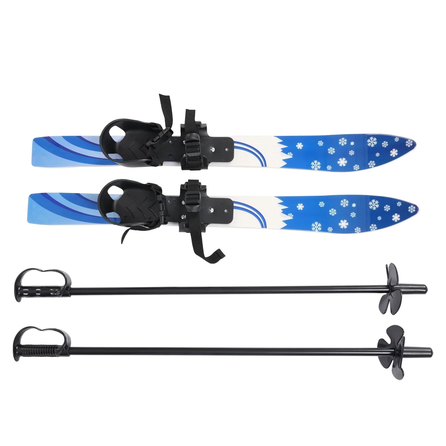 Kids Beginner Snow Skis 68*6cm 50kg Load Capacity Blue Anti-Slip Safe Strap Durable For 2-8 Years Old Outdoor Winter Sports Use