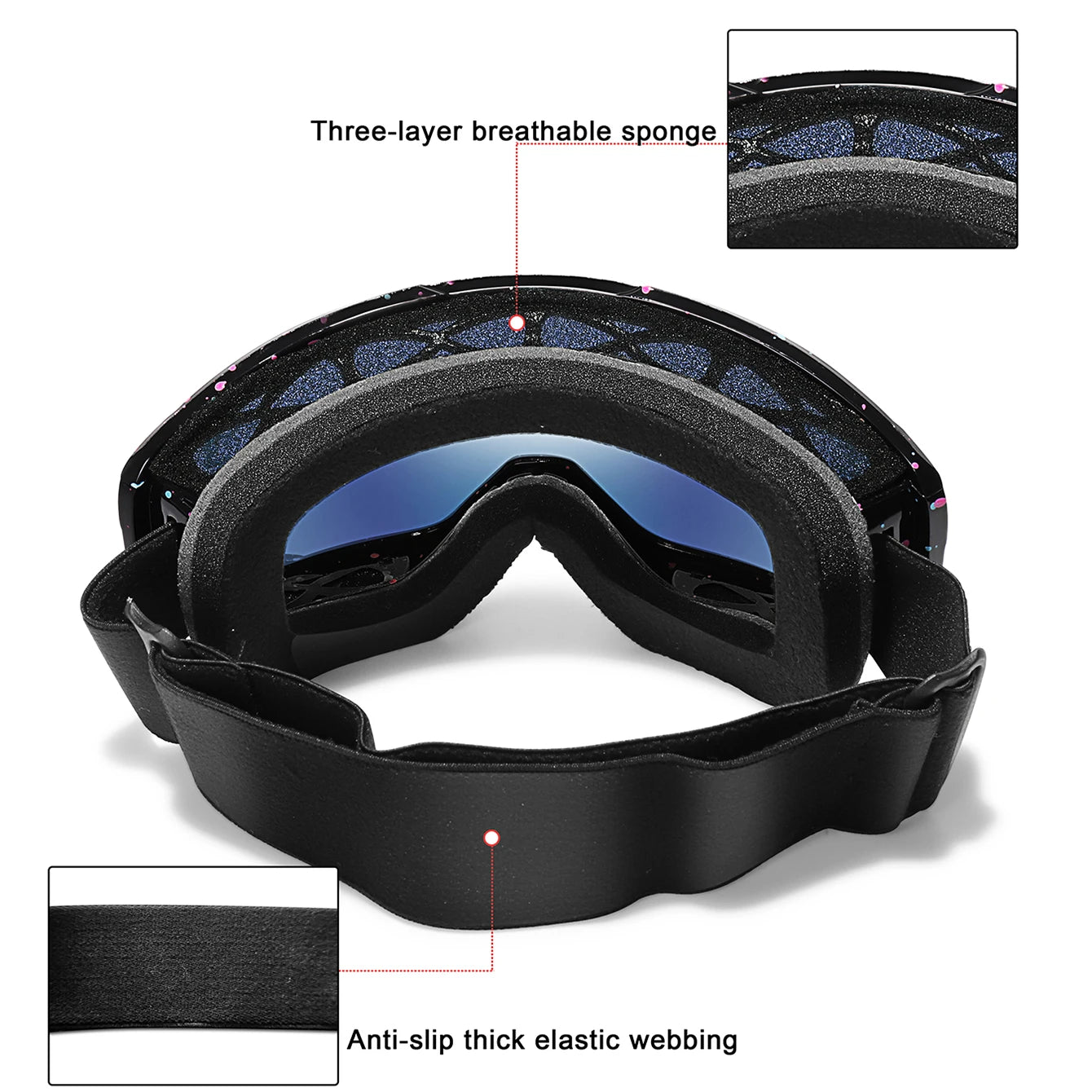 Snowboard Snowmobile Ski Goggles Outdoor Sport Windproof Double Layers Anti-fog UV400 Eyewer Big Ski Mask