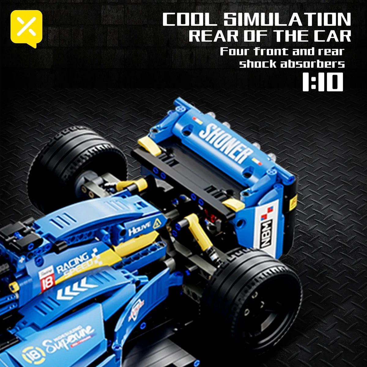 Kbox Blue F1 Formula Racing Car Building Block Model 1:10 Perfect Scale Collectible Block Toy Desktop Decoration