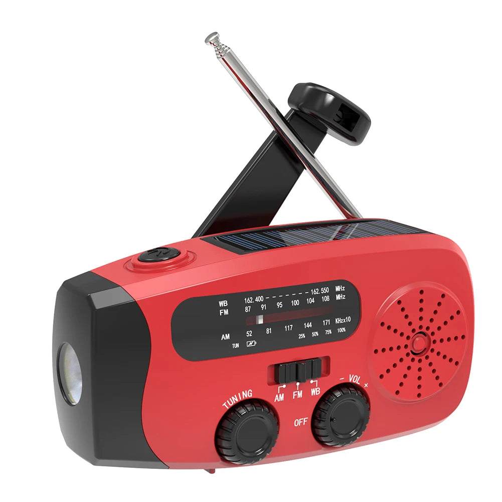 Solar Hand Crank Radio with LED Lights Hand Crank Weather Radio USB Charged & Solar Power Multifunctional for Camping Emergency
