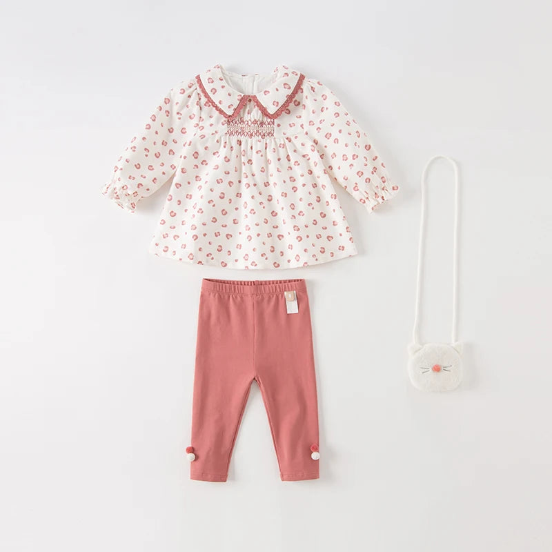 Dave Bella Girls Blouse Pants Sets Spring Autumn Long Sleeve Shirt with Bag Trousers 3pcs Suit Children Casual Cloth DB3222983