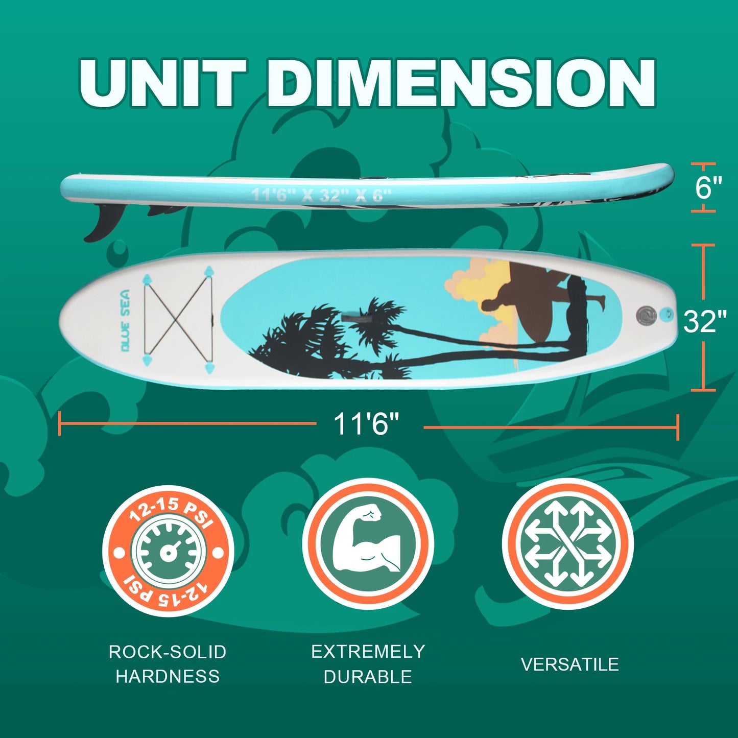 Portable Inflatable Stand Up Paddle Board 10'6"×32"×6", Premium PVC, Full Kit for Adults/Youth