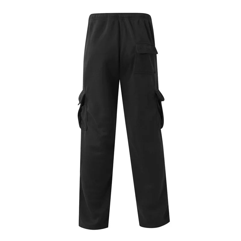 Men’s Loose Cargo Pants Casual Drawstring Elastic Waist Wide Leg Athletic Sweatpants Outdoor Trousers
