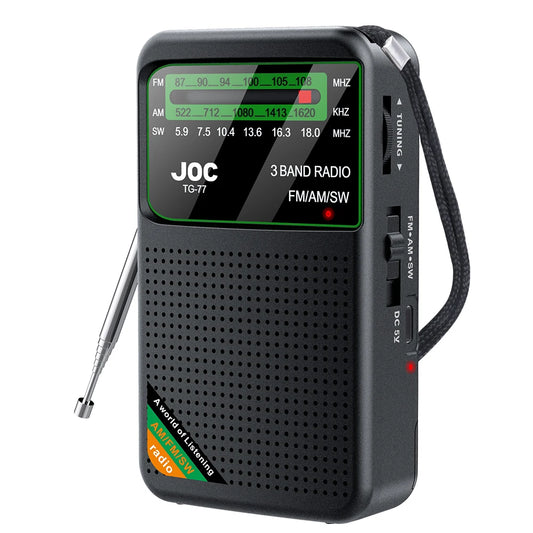 Portable Mini Full Band Radio FM AM SW Radio Built-in Speaker Battery Operated Radio for Indoor Outdoor Walk Jogging Gym Camping