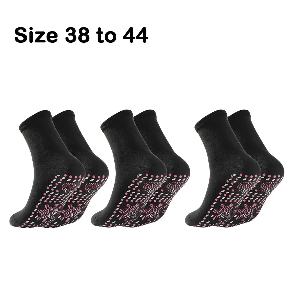 1pair Unisex Winter Warm Self-Heating Health Socks Pain Relief Outdoor Anti-Cold Therapy Magnetic Thermal Stockings Men/Women