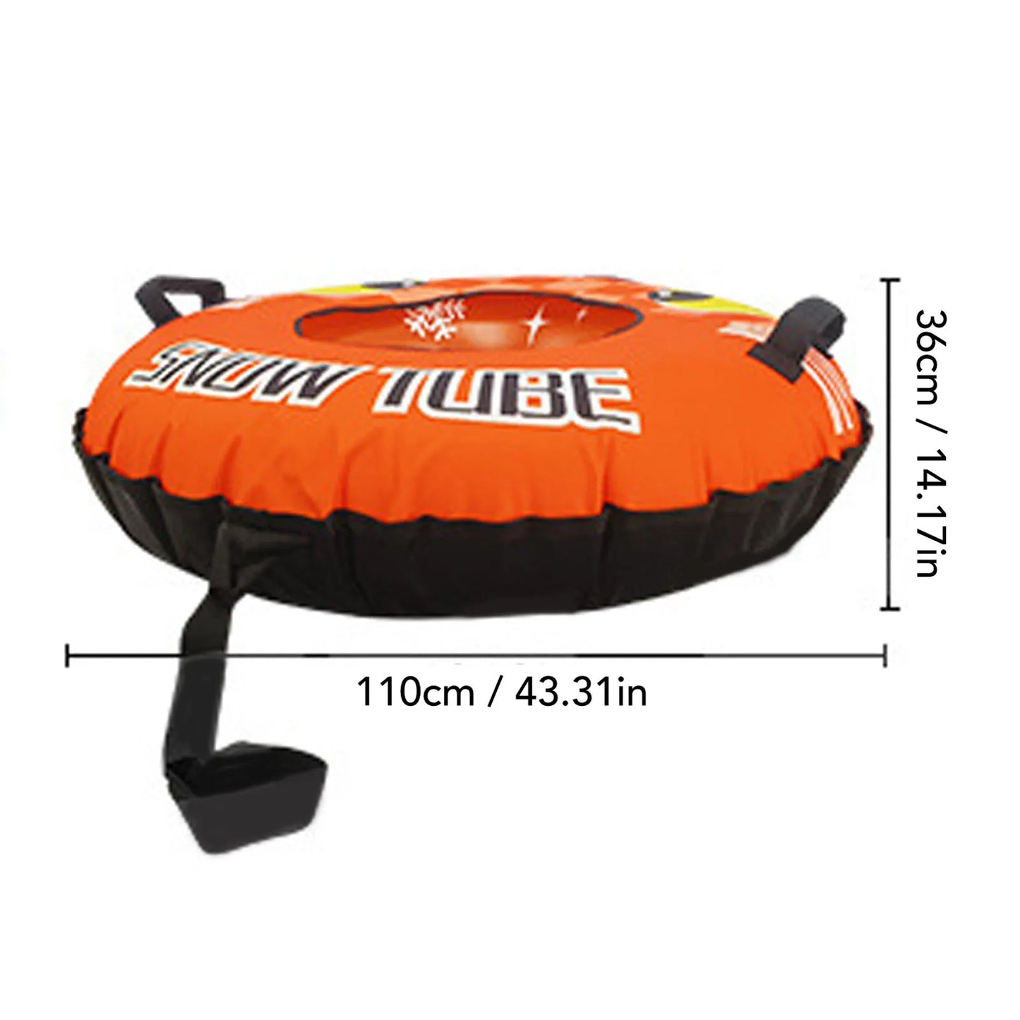 Inflatable Snow Sled 43.3 Inch Snow Tube PVC Cold Proof Ski Ring Winter Toy with 2 Handles and Towable Strap for Outdoor Sleddin