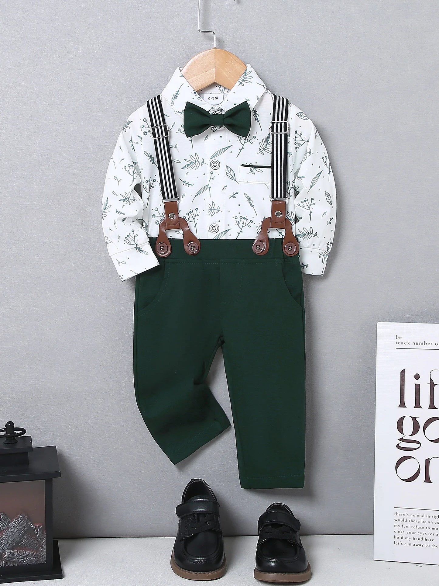 Baby Boy Clothes Infant Tuxedo Long Sleeve Gentleman Outfits + Suspender Pants + Bowtie + Beret Hat Baby Boy Suit Set