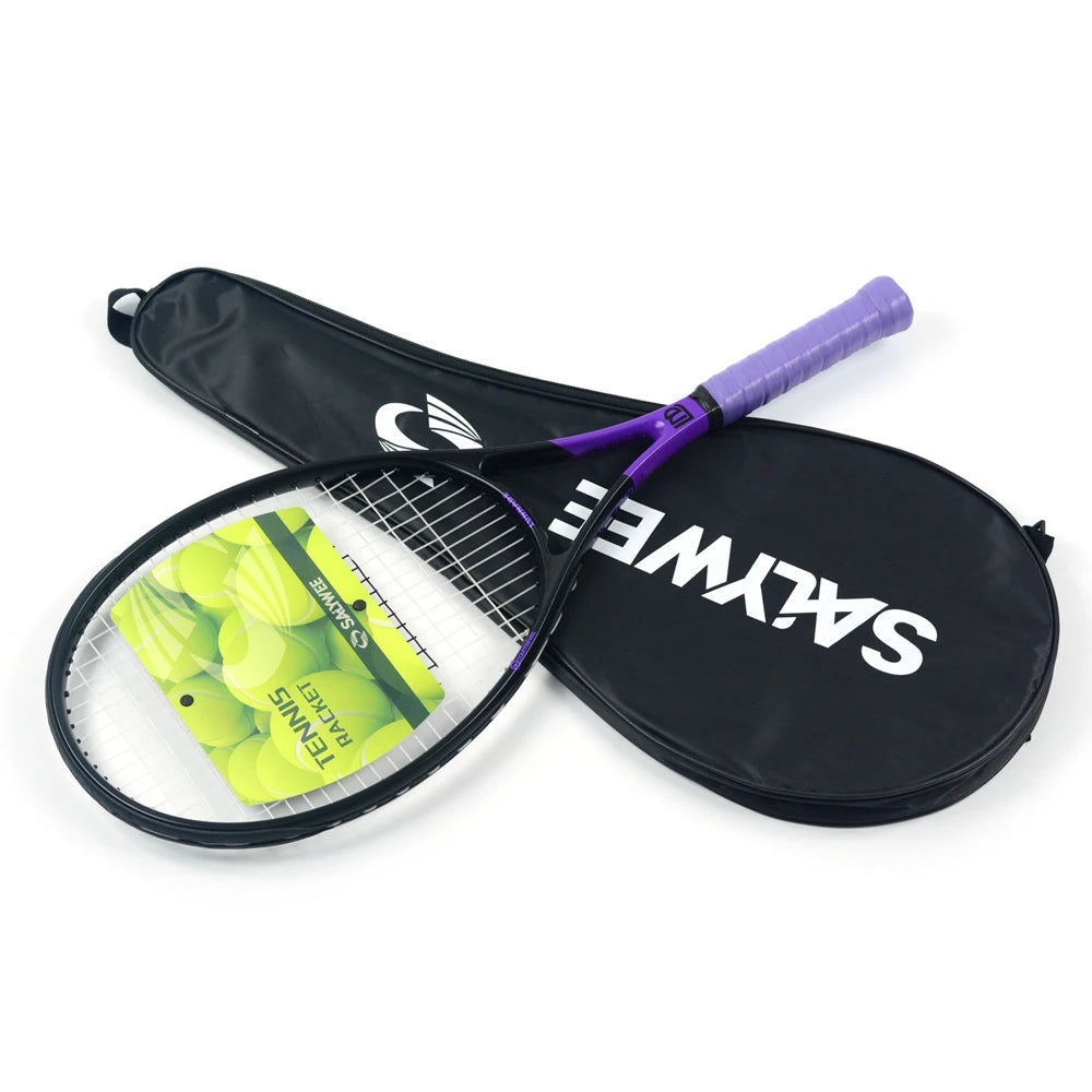 SALYWEE Gemini Composite Carbon Tennis Racket | Already Threaded 300±10g Ultra-Light for Beginners | Pro Unisex Training Racket