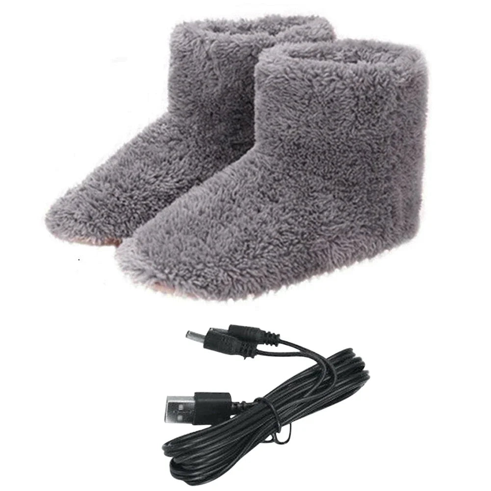 Winter USB Electric Heating Shoes for Women Men Rechargeable Washable Foot Warmer Couples Home Heated Slippers for Cold Weather