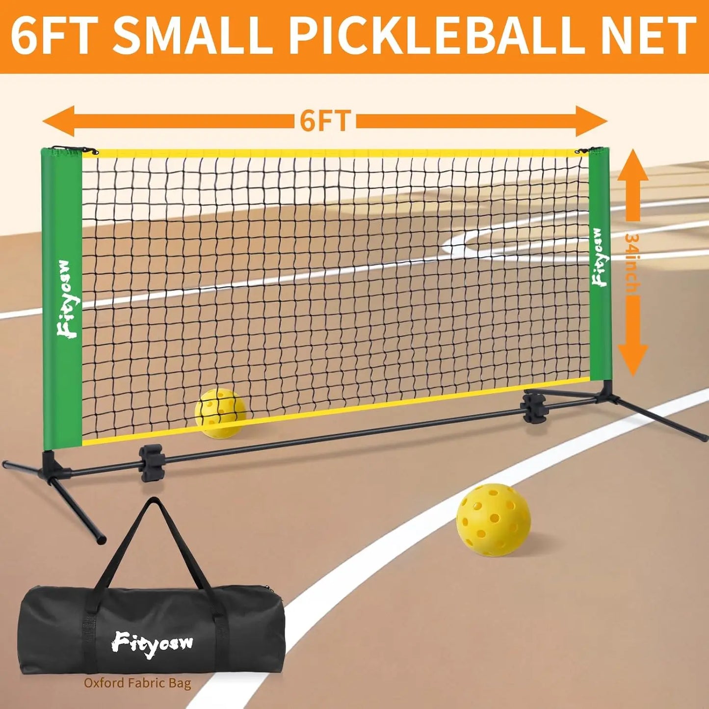 6FT Portable Pickleball Net for Outdoor & Indoor Practice, Mini Training Aid Equipment