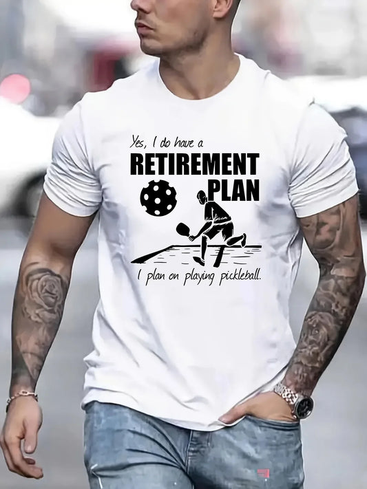 Men's Casual Crew Neck T Shirt with  Retirement Plan Playing Pickleball Graphic 100  Polyester Geometric Pattern