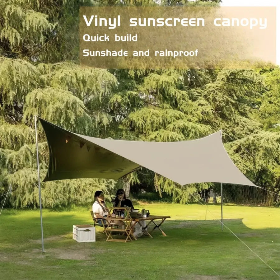 Hammock Rain Fly Camping Tarp with Poles Waterproof and Ultralight Survival Tent Tarp for Outdoors Camping Hiking Picnic Backpa