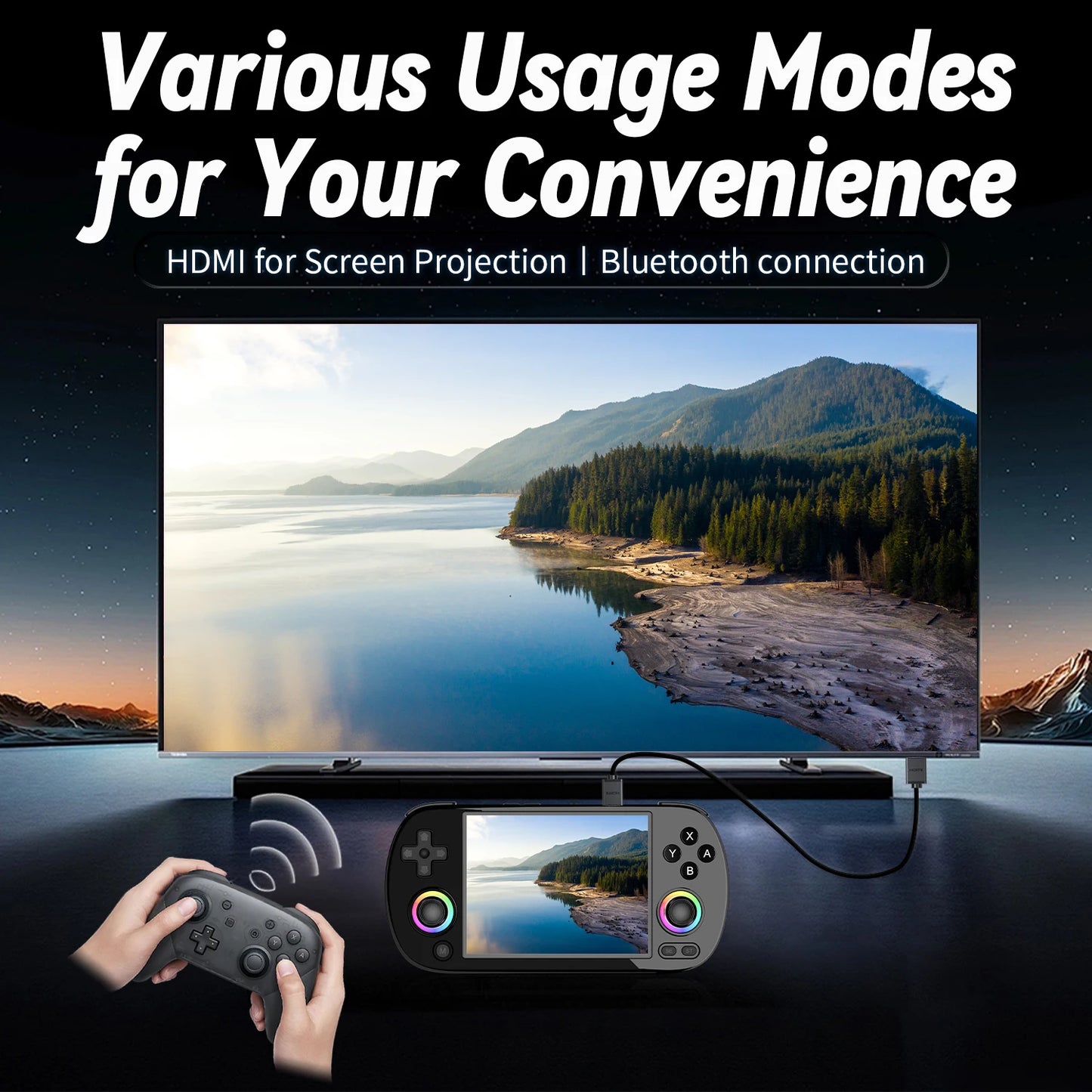 ANBERNIC RG40XX H Handheld Game Console 4.0" IPS Screen Linux 64-bit System Retro Video Gaming Console 5K+ Games With RGB Light