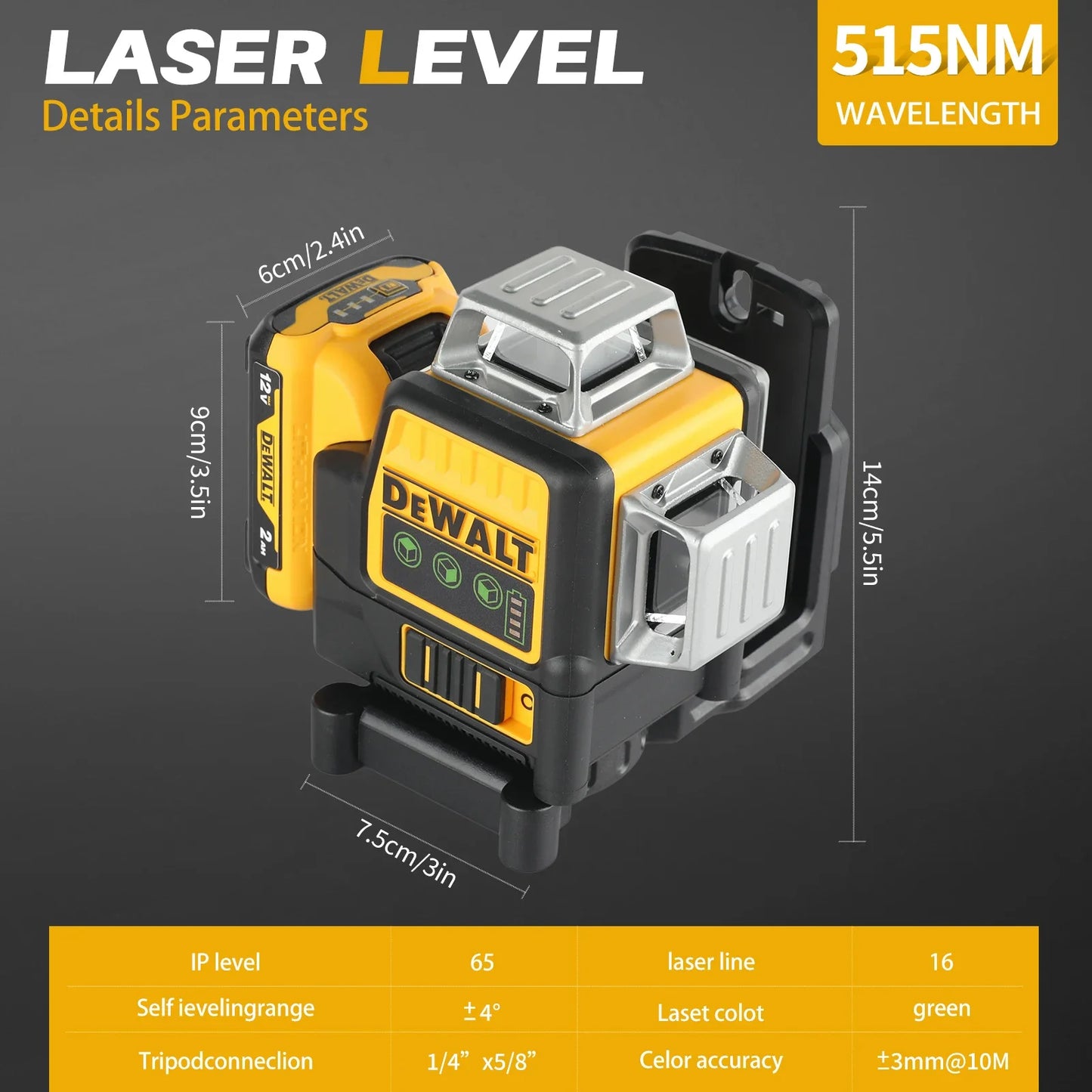 NEW DEWALT DW089LG 3 Sides Degree Vertical Laser Meter Outdoor Level 360 Self Levelling Green Beam Laser Li-Ion Battery Lasers